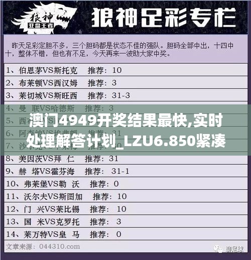 澳门4949开奖结果最快,实时处理解答计划_LZU6.850紧凑版