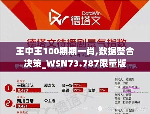 王中王100期期一肖,数据整合决策_WSN73.787限量版